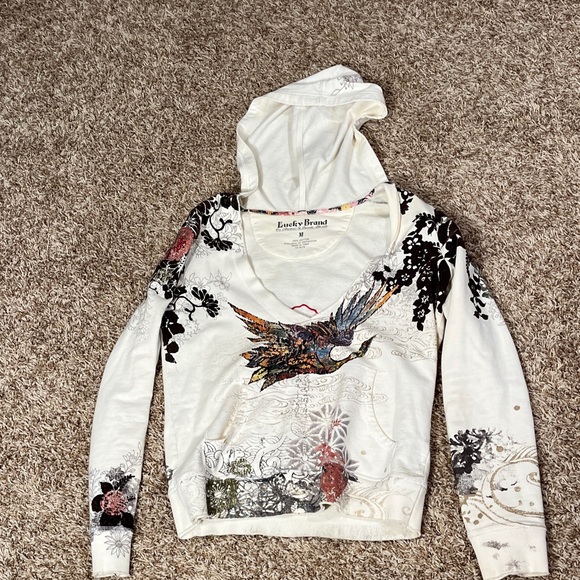 Lucky Brand Women's V-Neck Sweater with Graphic Designbox 28 - Picture 3 of 5